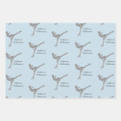 姿カスタムスケートで滑る氷スケートで滑る銀きらめく ラッピングペーパーシート (正面2)