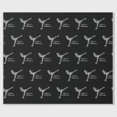 姿カスタムスケートで滑る氷スケートで滑る銀きらめく ラッピングペーパー (フラット)