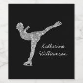 姿カスタムスケートで滑る氷スケートで滑る銀きらめく ワインラベル (シングルラベル)