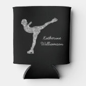 姿カスタムスケートで滑る氷スケートで滑る銀きらめく 缶クーラー (正面)