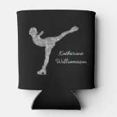 姿カスタムスケートで滑る氷スケートで滑る銀きらめく 缶クーラー (裏面)