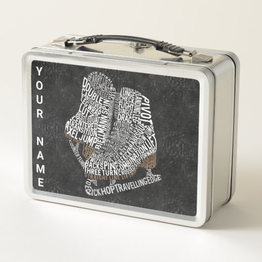 姿カスタムスケートで滑る氷スケートで滑る メタルランチボックス (裏面)