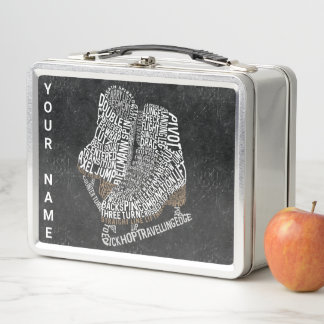 姿カスタムスケートで滑る氷スケートで滑る メタルランチボックス