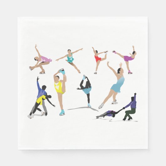 姿カラフルスケートで滑るアイススケーターinモーション スタンダードランチョンナプキン (正面)
