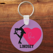 姿スキータパーソナライズされたキーチェーン – ハート/紫 キーホルダー (正面)