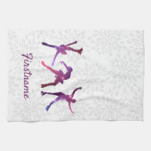 姿スキーターピンクパープルスター – アイススケートで滑るタオル キッチンタオル (横)