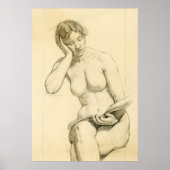 姿スケッチ – 女読性 ポスター (正面)