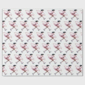 姿スケーターとピンクアイススケート ラッピングペーパー (フラット)