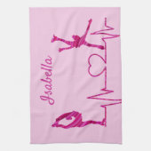 姿スケータータオルブレードハートビートピンクスワール キッチンタオル (縦)