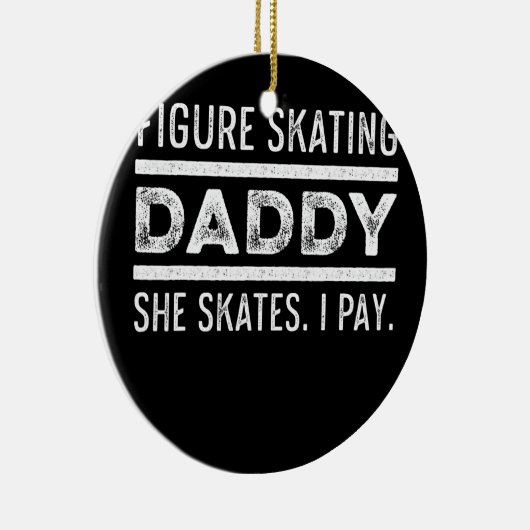 姿スケーターダディアイススケートで滑るスケートチーム セラミックオーナメント (右)