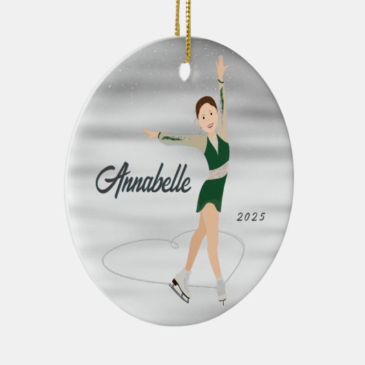 姿スケーターバーネットinグリーン セラミックオーナメント (右)