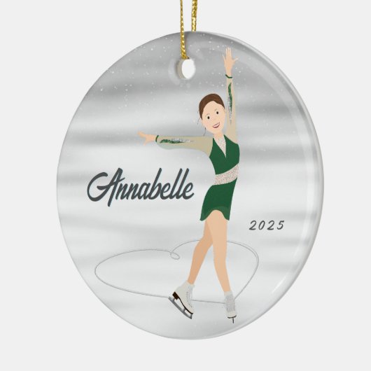 姿スケーターバーネットinグリーン セラミックオーナメント (左)