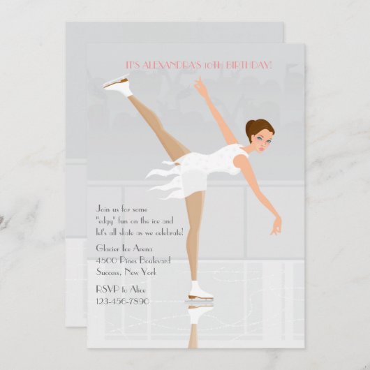 姿スケーターパーティの招待状 招待状 (正面/裏面)