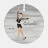 姿スケーター黒髪 ガラスオーナメント (裏面)