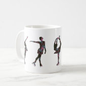 姿スケーター、ピンク、グレーパターン コーヒーマグカップ (正面左)