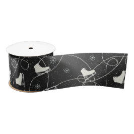 姿スケーツスケートで滑るオンほぼ黒 サテンリボン