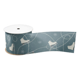 姿スケーツスケートで滑るオンジュニパーブルー サテンリボン