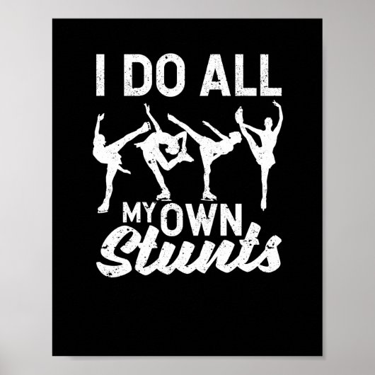 姿スケートで滑るかわいいおもしろいアイススケーター ポスター (正面)