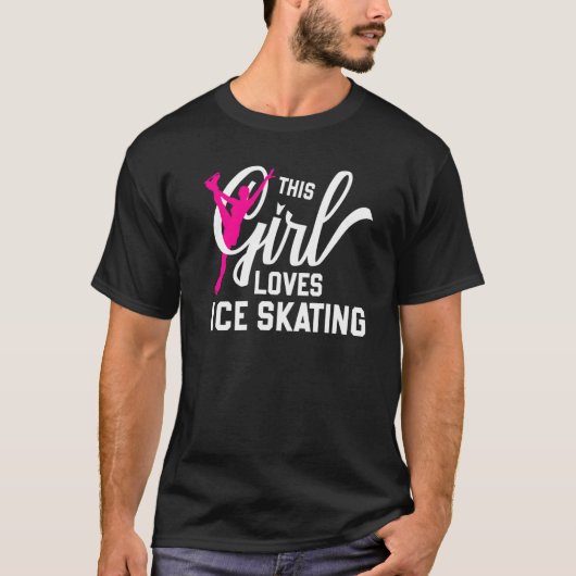 姿スケートで滑るこの女の子ラブスアイススケートで滑る Tシャツ (正面)