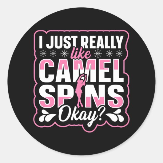 姿スケートで滑るアイススケート姿 ラウンドシール (正面)