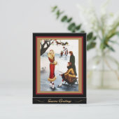 姿スケートで滑るアールデコクリスマスレディ シーズンポストカード (スタンド正面)