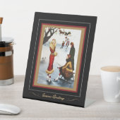 姿スケートで滑るアールデコクリスマスレディ 台座サイン (インサイチュ)