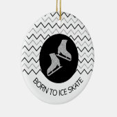 姿スケートで滑るオーナメント – 黒銀(男性) セラミックオーナメント (右)