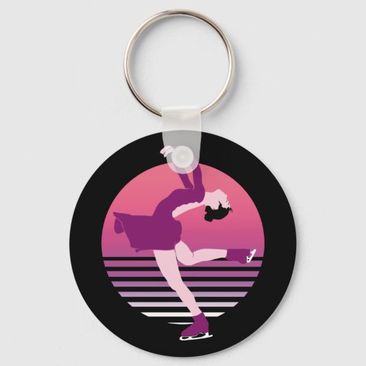 姿スケートで滑るガールアートオブアイス踊り キーホルダー (正面)
