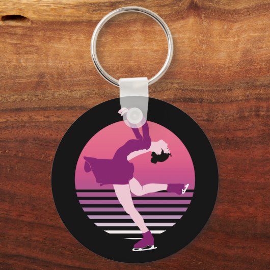 姿スケートで滑るガールアートオブアイス踊り キーホルダー (正面)