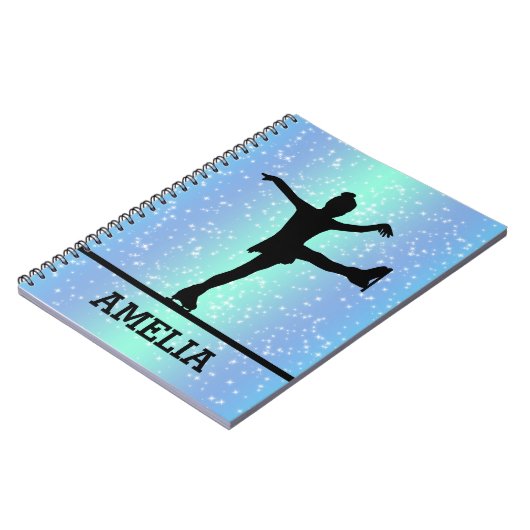 姿スケートで滑るガールスパークル名前をカスタムする ノートブック (左側)