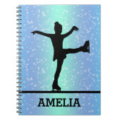 姿スケートで滑るガールスパークル名前をカスタムする ノートブック (正面)