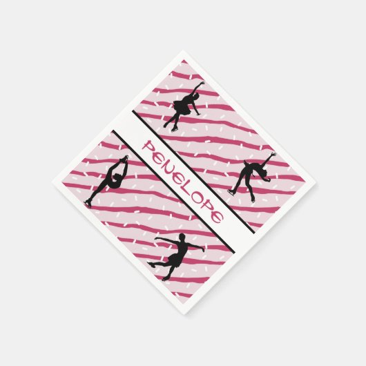 姿スケートで滑るガールペパーミントスプリンクルピンク スタンダードカクテルナプキン (角)