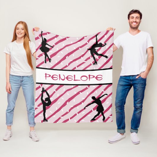 姿スケートで滑るガールペパーミントスプリンクルピンク フリースブランケット (インサイチュ)