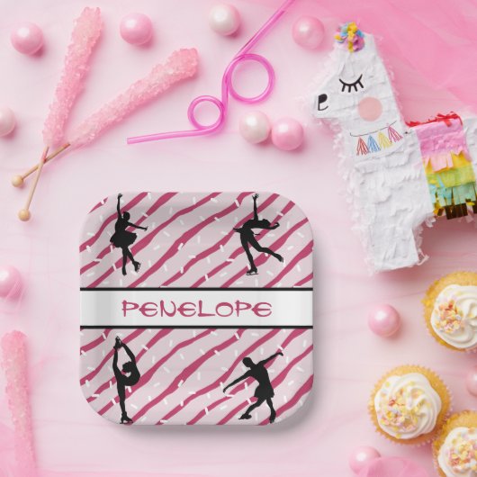 姿スケートで滑るガールペパーミントスプリンクルピンク ペーパープレート (パーティー)