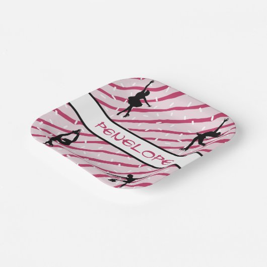 姿スケートで滑るガールペパーミントスプリンクルピンク ペーパープレート (傾斜あり)