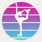 姿スケートで滑るガール ラウンドシール (正面)