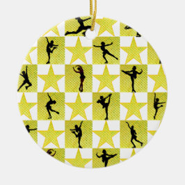 姿スケートで滑るクリスマスクイーン セラミックオーナメント