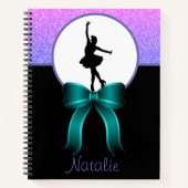 姿スケートで滑るグリッター及びボウノートブック ノートブック (正面)