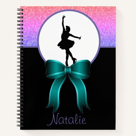 姿スケートで滑るグリッター及びボウノートブック ノートブック