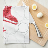 姿スケートで滑るコーチ-レッドスタースケートタオル キッチンタオル (四つ折り)