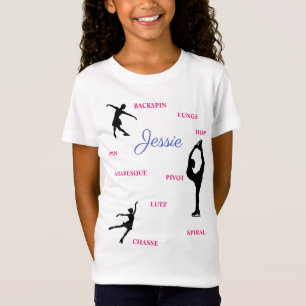姿スケートで滑るスキルタイポグラフィTシャツ(名前あり) Tシャツ