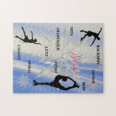 姿スケートで滑るスノーフレークタイポグラフィパズル(名前あり) ジグソーパズル (横)