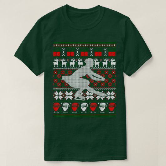 姿スケートで滑るダンサーアイススケート踊りハッピーホリ Tシャツ (デザイン正面)