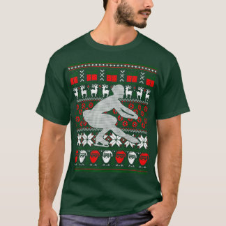 姿スケートで滑るダンサーアイススケート踊りハッピーホリ Tシャツ