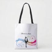 姿スケートで滑るトートバッグとスワカラフルール トートバッグ (正面)