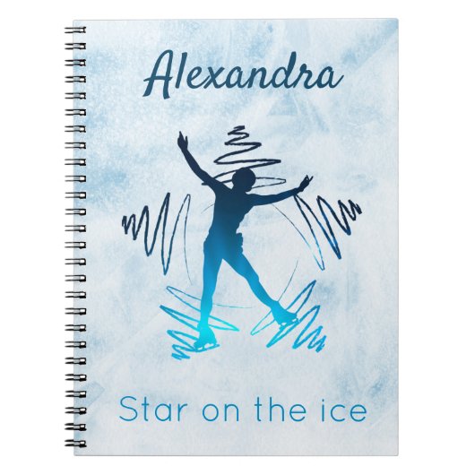 姿スケートで滑るノートブックスターオンアイスブルー ノートブック (正面)