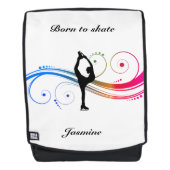 姿スケートで滑るパーソナライズされたリュック バックパック (正面)