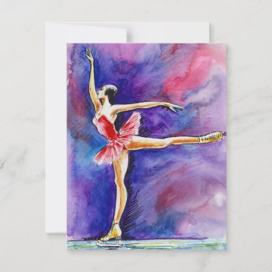 姿スケートで滑るパーティの招待状~誕生日または 招待状 (正面)