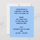 姿スケートで滑るパーティの招待状~誕生日または 招待状 (裏面)