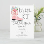 姿スケートで滑るピンクボウ10代のトゥイーンバースデーパーティー 招待状 (スタンド正面)